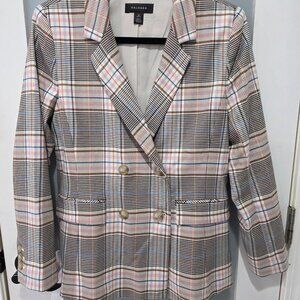 Halogen Pink Blue Plaid Double Breasted Blazer – Petite Medium